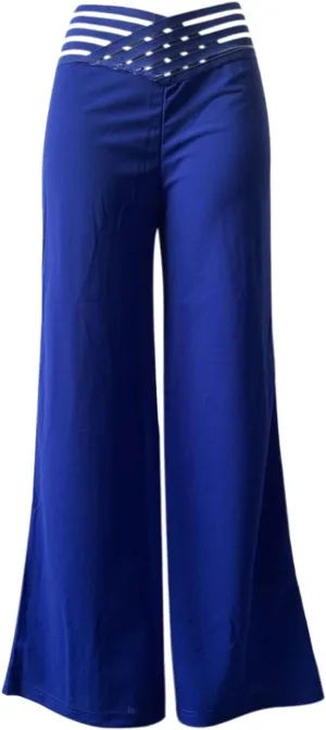 Wide Leg Pants for Women Hollow Belt High Waist Solid Color Loose Flowy Long Trousers Going Out Beach Vacation Pants
