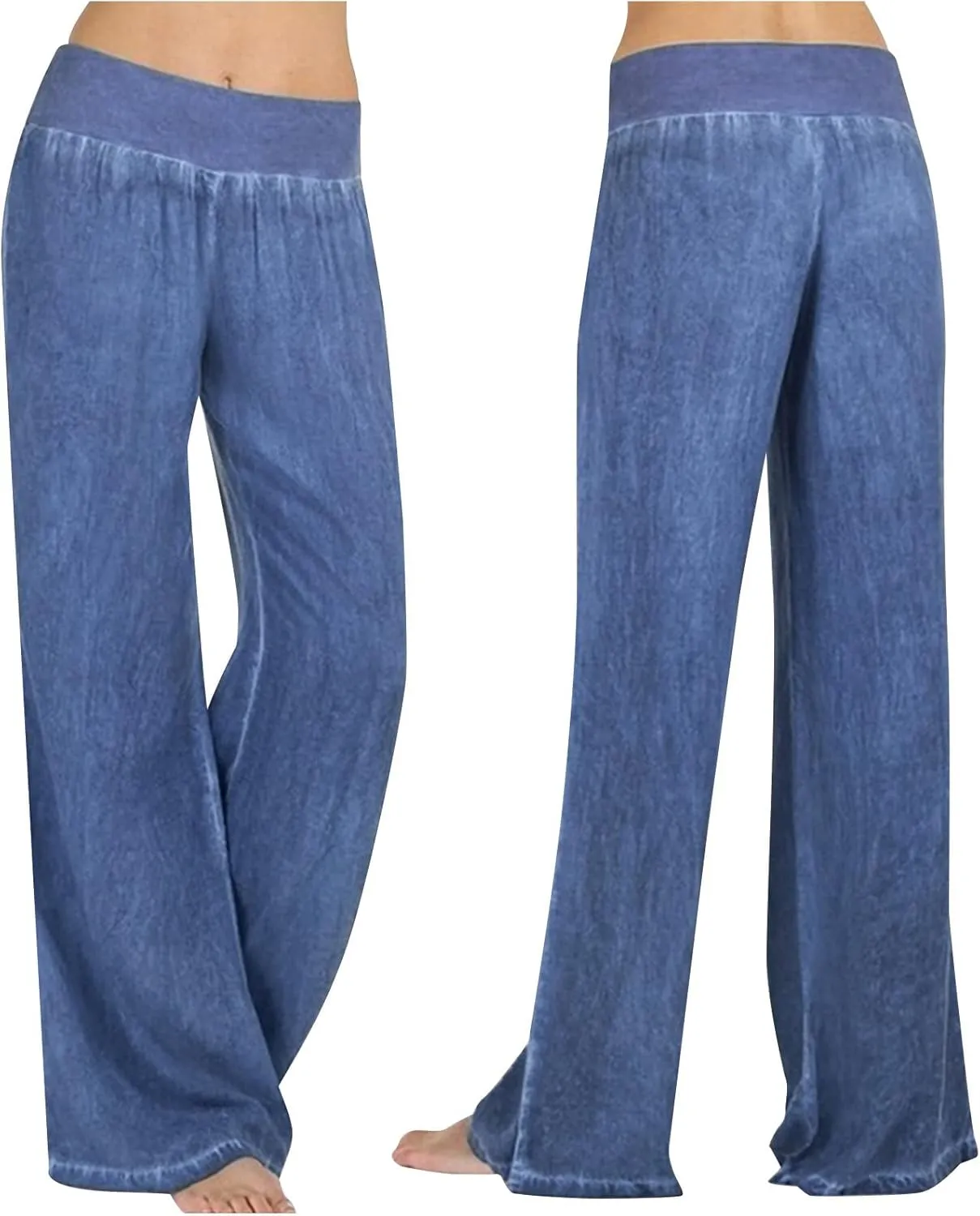 Wide Leg Pants Woman High Waisted Casual Palazzo Pants Imitation Denim Boho Trousers Loose Wide Leg Trendy Jeans