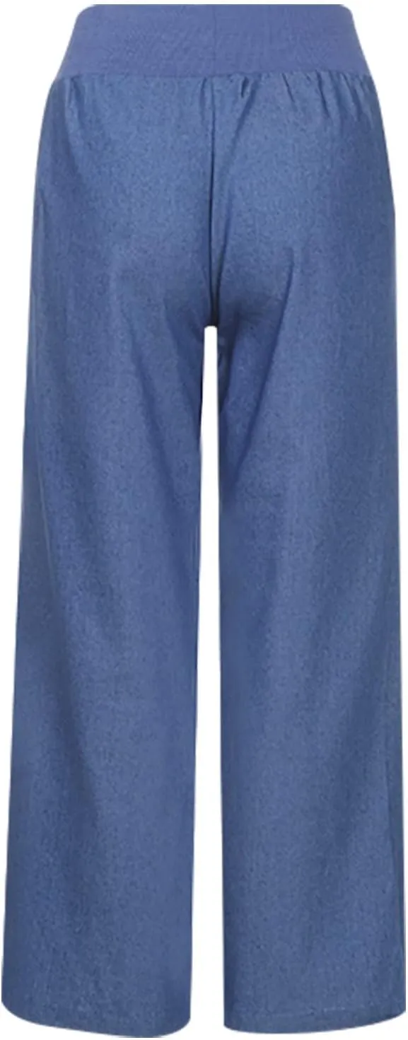 Wide Leg Pants Woman High Waisted Casual Palazzo Pants Imitation Denim Boho Trousers Loose Wide Leg Trendy Jeans