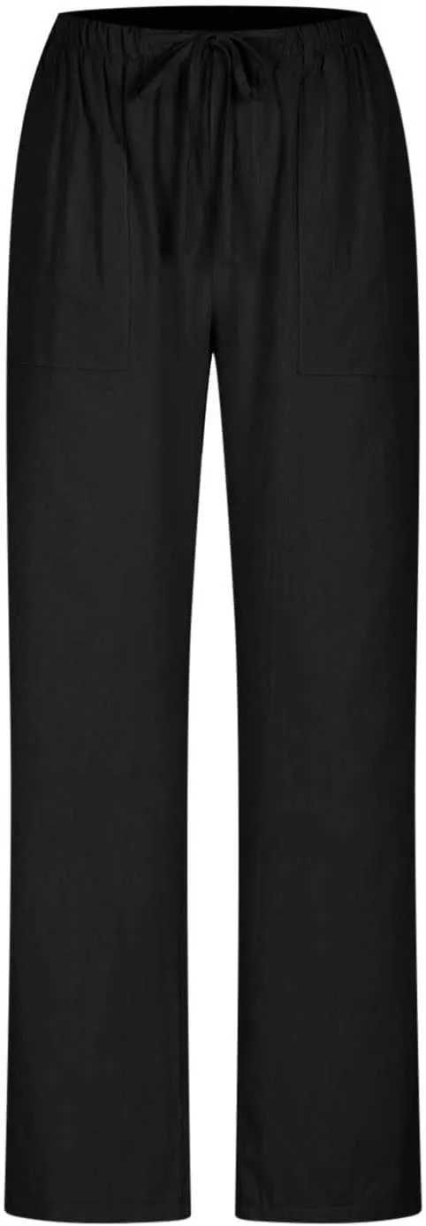 Wide Leg Pants Women Summer 2024 Trendy Straight Leg Pants Cotton Linen Drawstring Elastic Trousers with Pockets
