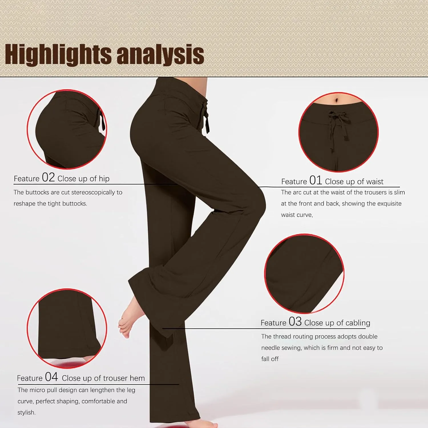 Wide Leg Yoga Pants Women Drawstring High Waist Tummy Control Lounge Trouser Bootcut Comfy Pants Gym Workout Leggings