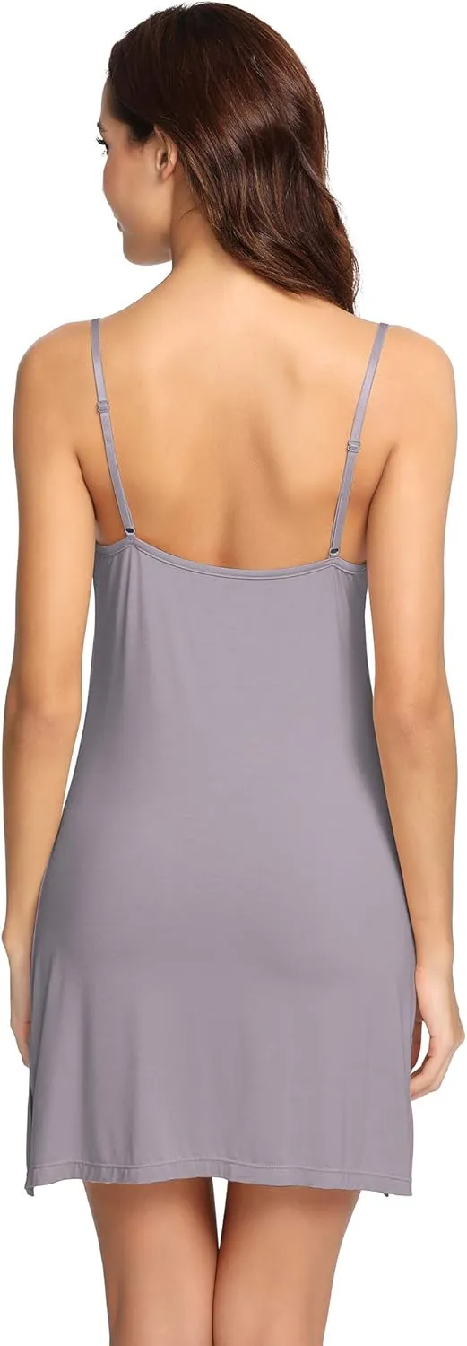 WiWi Slip Dress for Women Viscose from Bamboo Spaghetti Strap Lingerie Sexy Nightgowns Plus Size Sleep Chemise S-4X