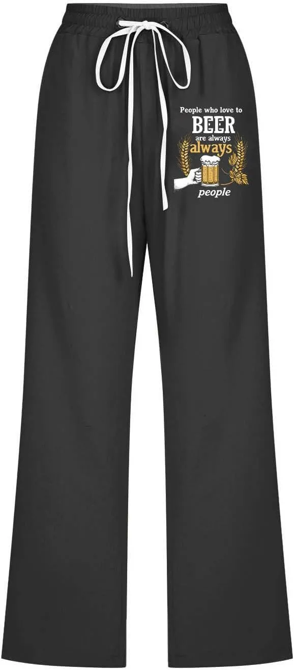 Women Capri Pants Linen 3/4 Pants Wide Leg Capris Lightweight Baggy Cropped Trousers Beach Outfits for Women