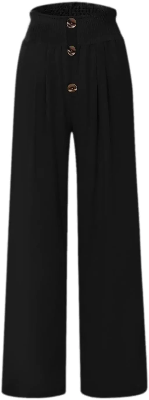 Women Linen Pants 2024 Dressy Comfy Flowy Wide Leg Pant Trouser Summer Trendy High Waisted Beach Stretch Palazzo Pant