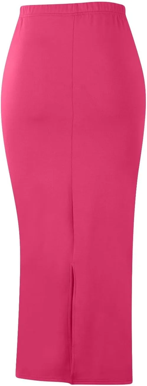 Women Office Work Pencil Skirts Stretch Slim Fit High Waisted Bodycon Skirt Elegant Solid Color Business Dress