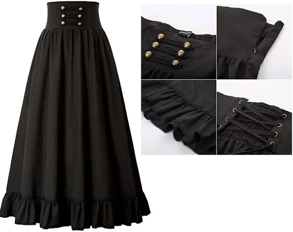 Women Pleated Party Skirts High Waist A-Line Long Skirt Women Slim-Fit Casual Skirt