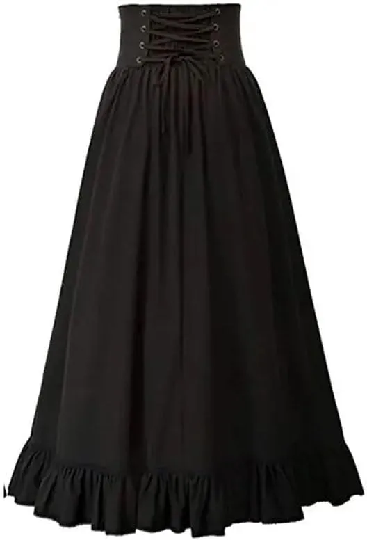 Women Pleated Party Skirts High Waist A-Line Long Skirt Women Slim-Fit Casual Skirt