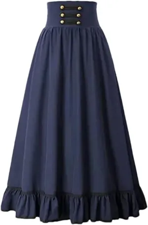 Women Pleated Party Skirts High Waist A-Line Long Skirt Women Slim-Fit Casual Skirt
