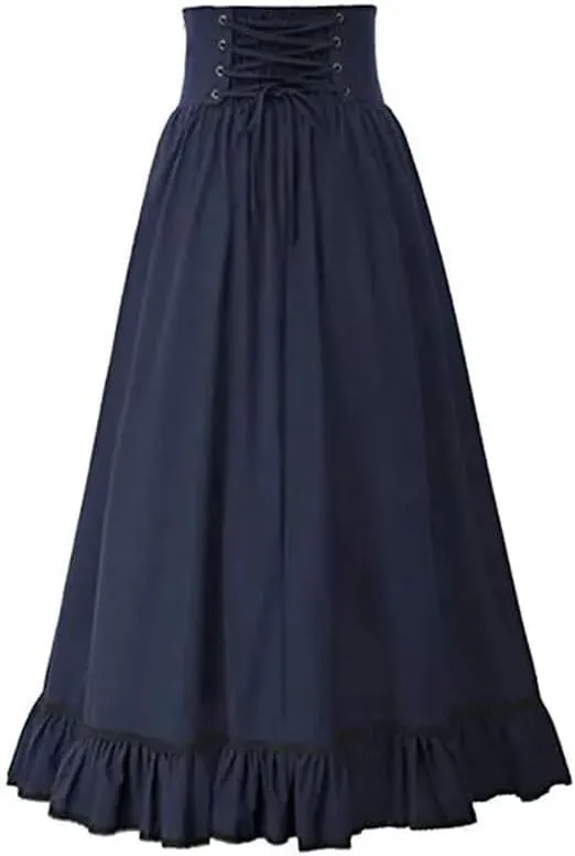 Women Pleated Party Skirts High Waist A-Line Long Skirt Women Slim-Fit Casual Skirt