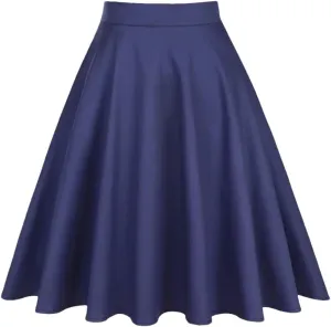 Women Pleated Skirt High Waist Retro Midi Solid Color Slim fit Casual Skirts