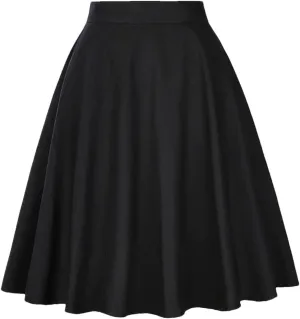 Women Pleated Skirt High Waist Retro Midi Solid Color Slim fit Casual Skirts