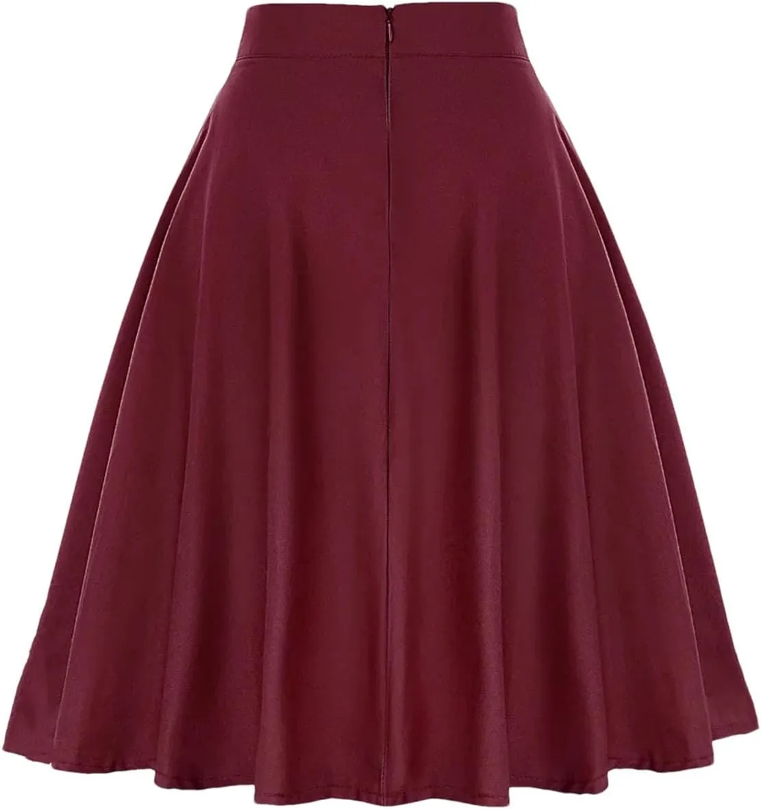 Women Pleated Skirt High Waist Retro Midi Solid Color Slim fit Casual Skirts