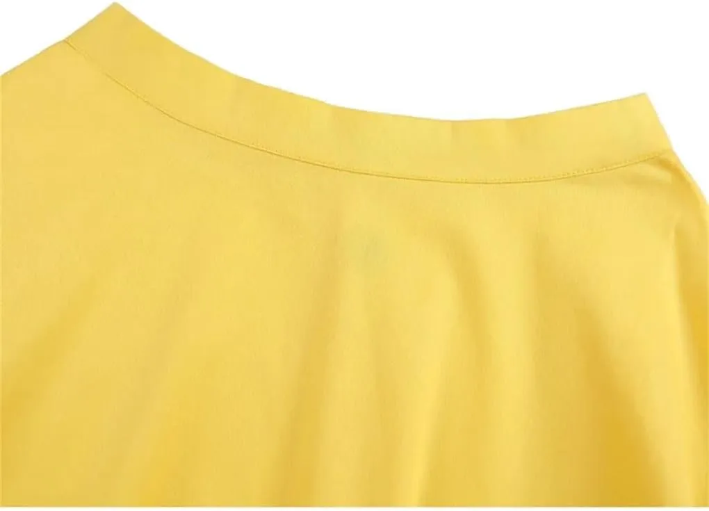 Women Pleated Skirt High Waist Retro Midi Solid Color Slim fit Casual Skirts