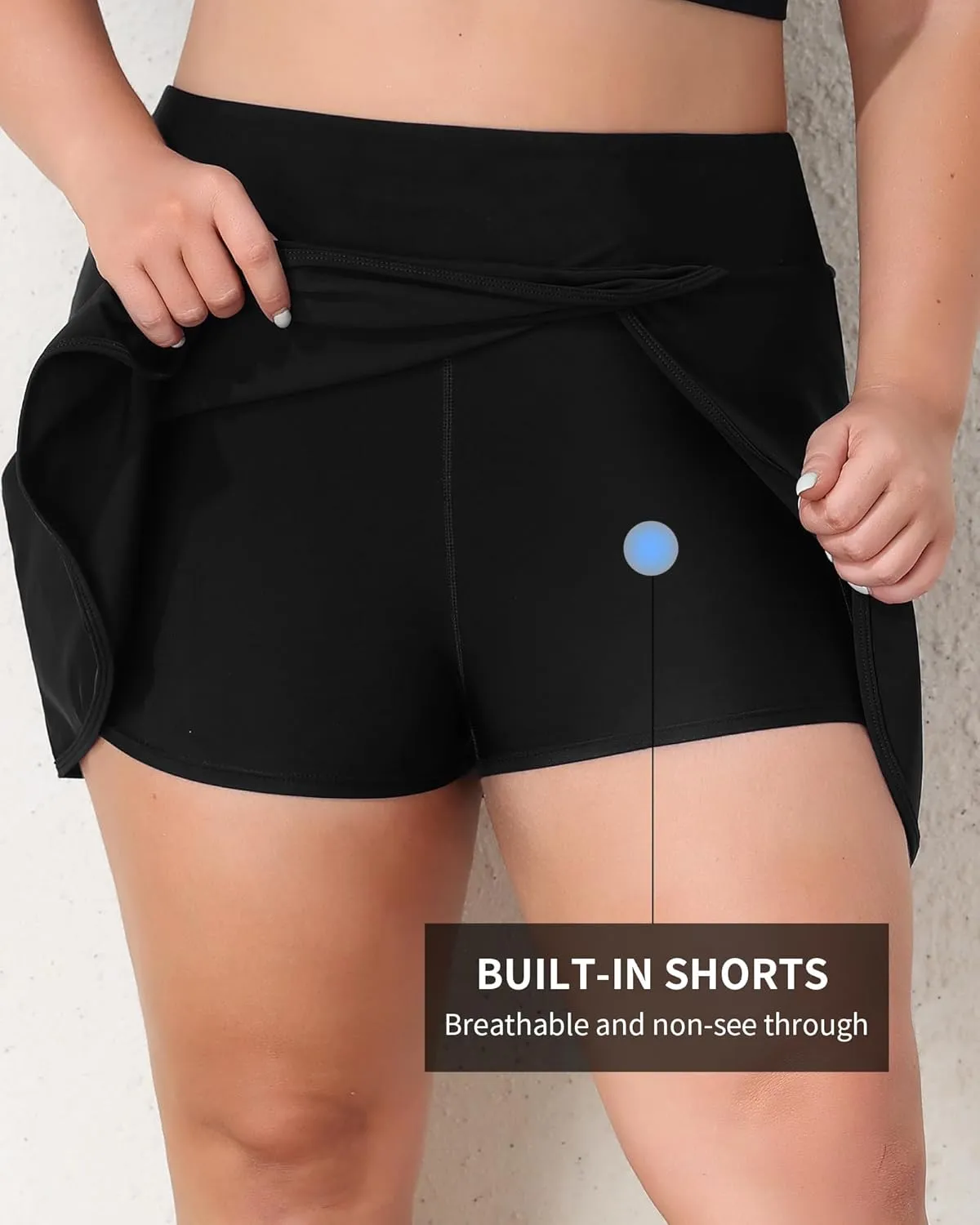 Women Plus Size Swim Skirt Tummy Control Split Swimsuit Bottom High Waisted Swim Suit Skirt with Pockets