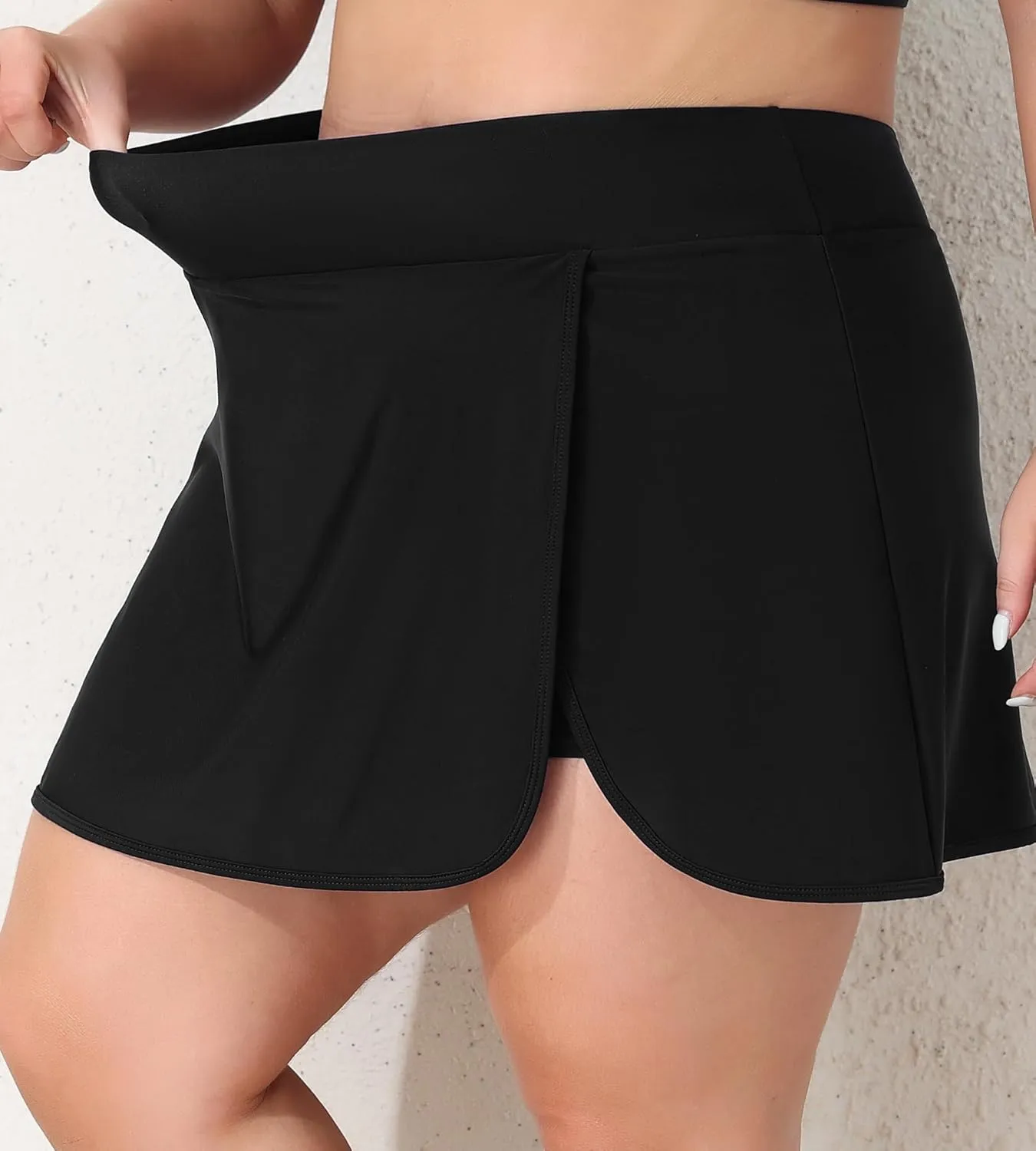 Women Plus Size Swim Skirt Tummy Control Split Swimsuit Bottom High Waisted Swim Suit Skirt with Pockets