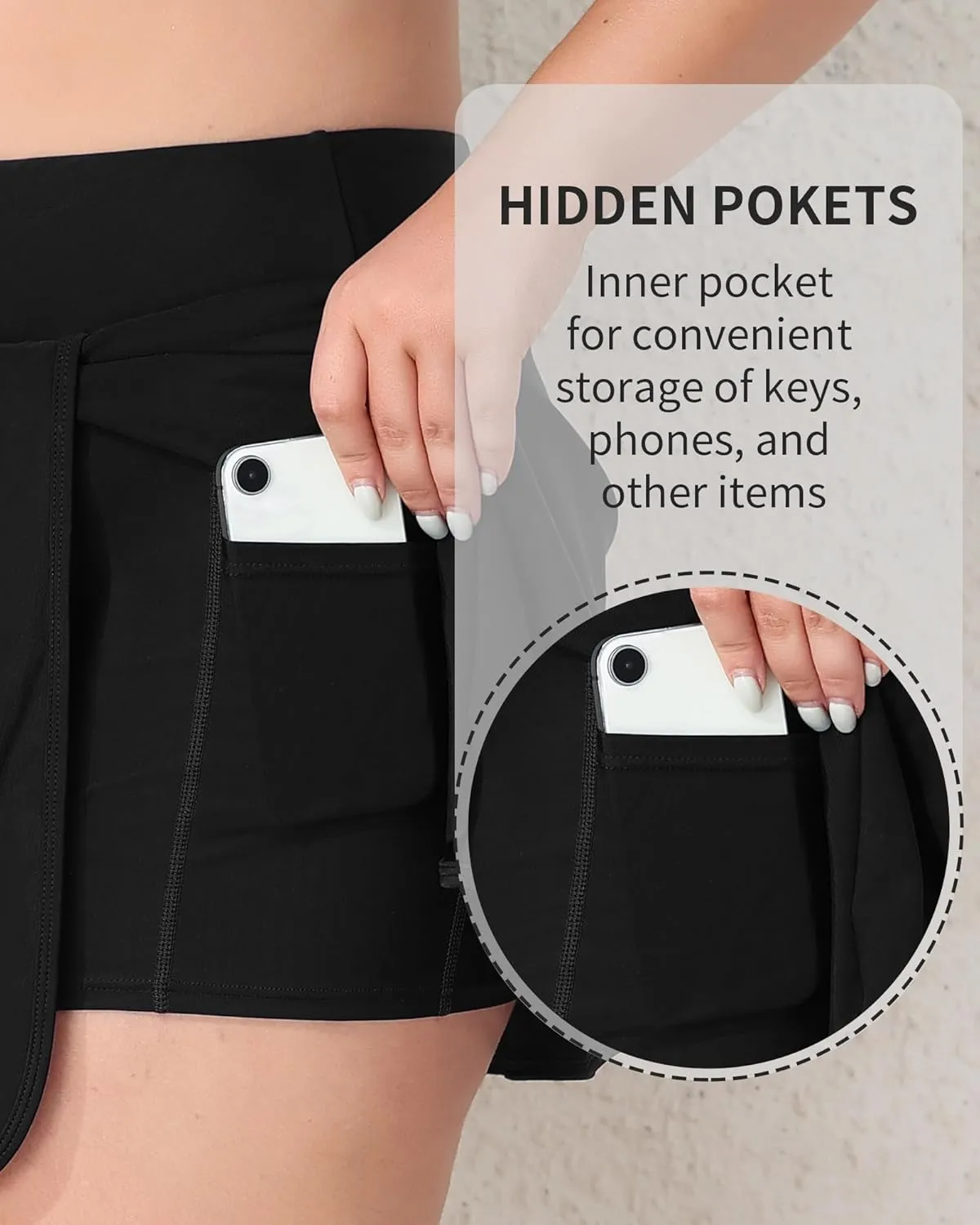 Women Plus Size Swim Skirt Tummy Control Split Swimsuit Bottom High Waisted Swim Suit Skirt with Pockets