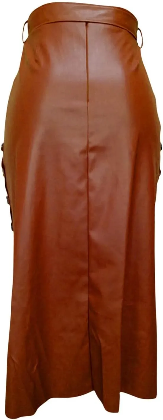 Women Split Work Midi Skirts Elastic High Waisted Bodycon Pencil Skirt Elegant Slim Fit Business Dress