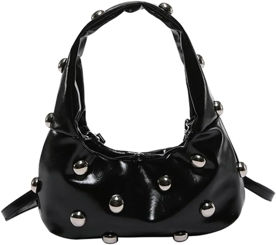 Women Studded Shoulder Bag Pu Leather Rivet Handbag Trendy Underarm Purses Fashion Hobo Bag 2025