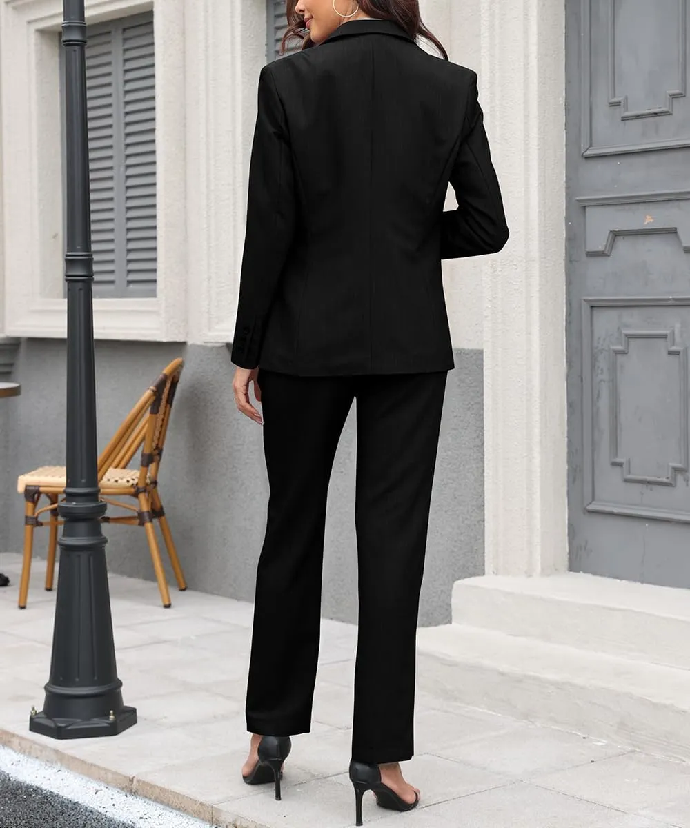 Women's 2 Piece Suit One Button Slim Fit Dressy Blazer Pants Suit Set Business Casual Outfits for Women