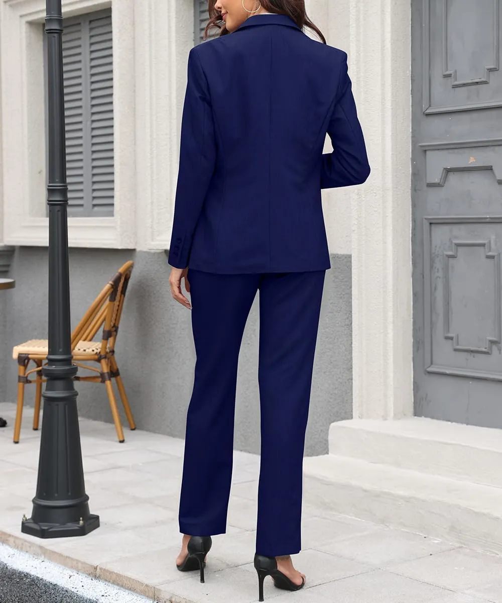 Women's 2 Piece Suit One Button Slim Fit Dressy Blazer Pants Suit Set Business Casual Outfits for Women