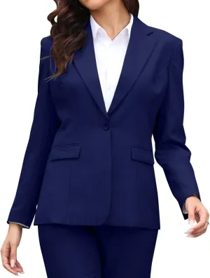 Women's 2 Piece Suit One Button Slim Fit Dressy Blazer Pants Suit Set Business Casual Outfits for Women