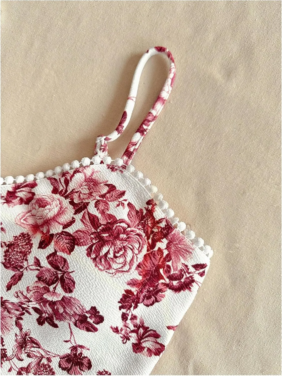 Women's Boho Floral Print Crop Camisole Tops Slim Fit Spaghetti Strap Vintage Tank Top