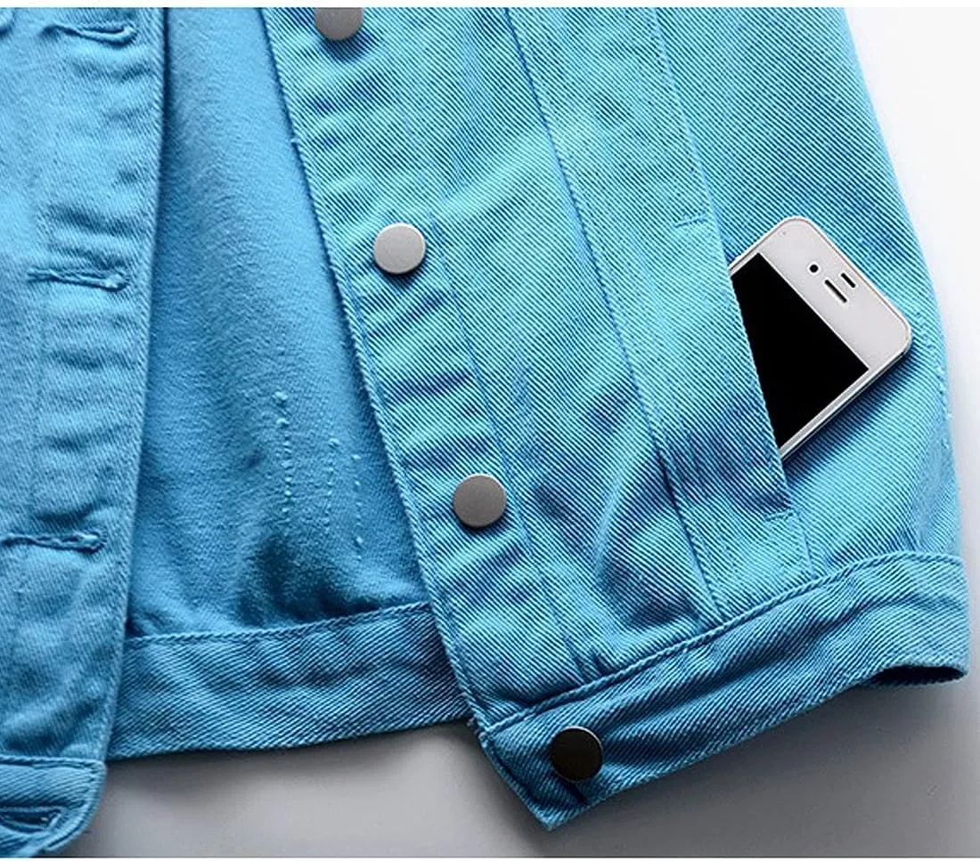 Women's Casual Denim Waistcoat Slim Fit Frayed Sleeveless Jacket Ripped Tops with Pockets
