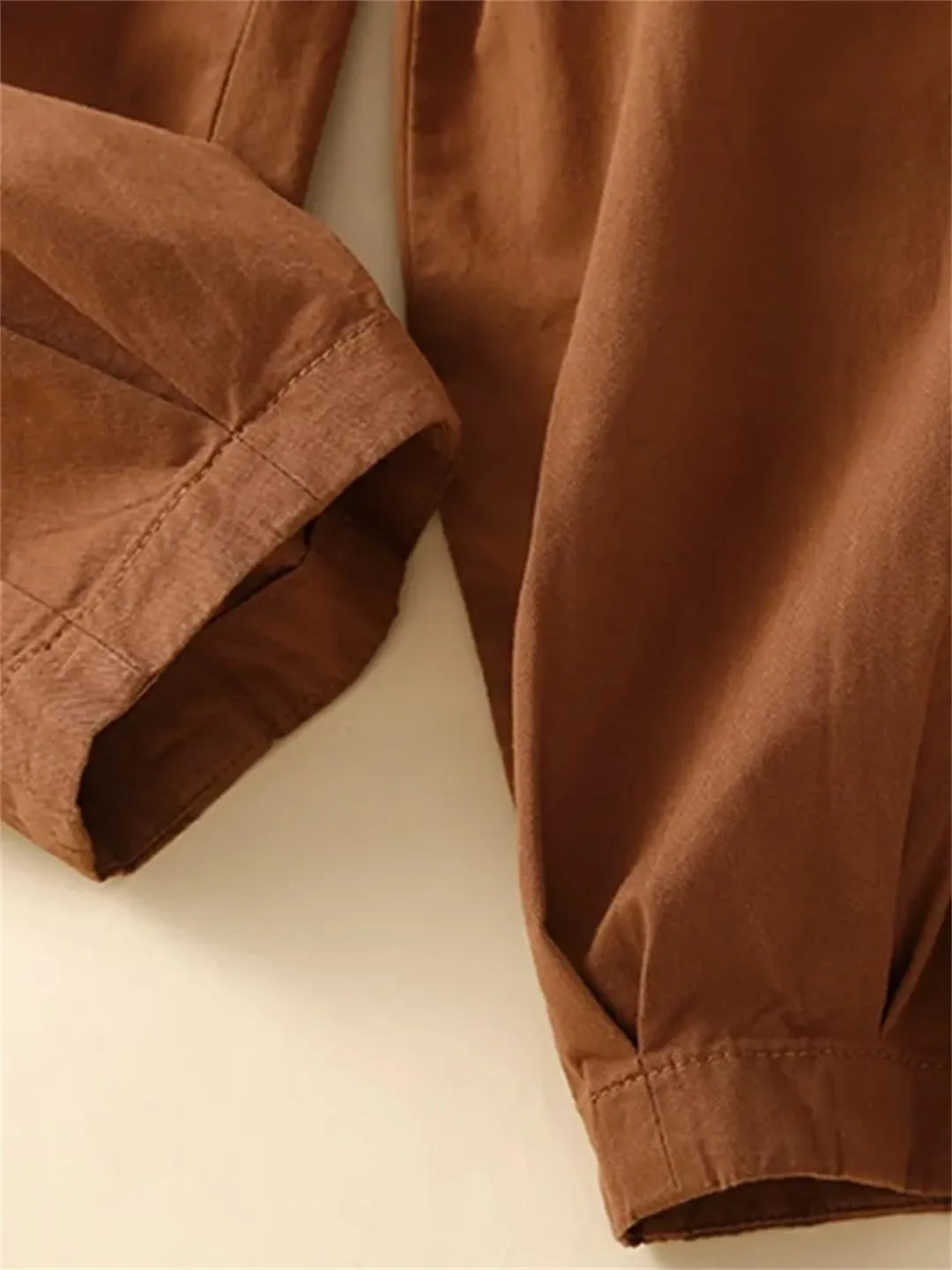 Women's Casual Elastic Waist Wide Leg Pants Loose Ankle Length Harem Pants
