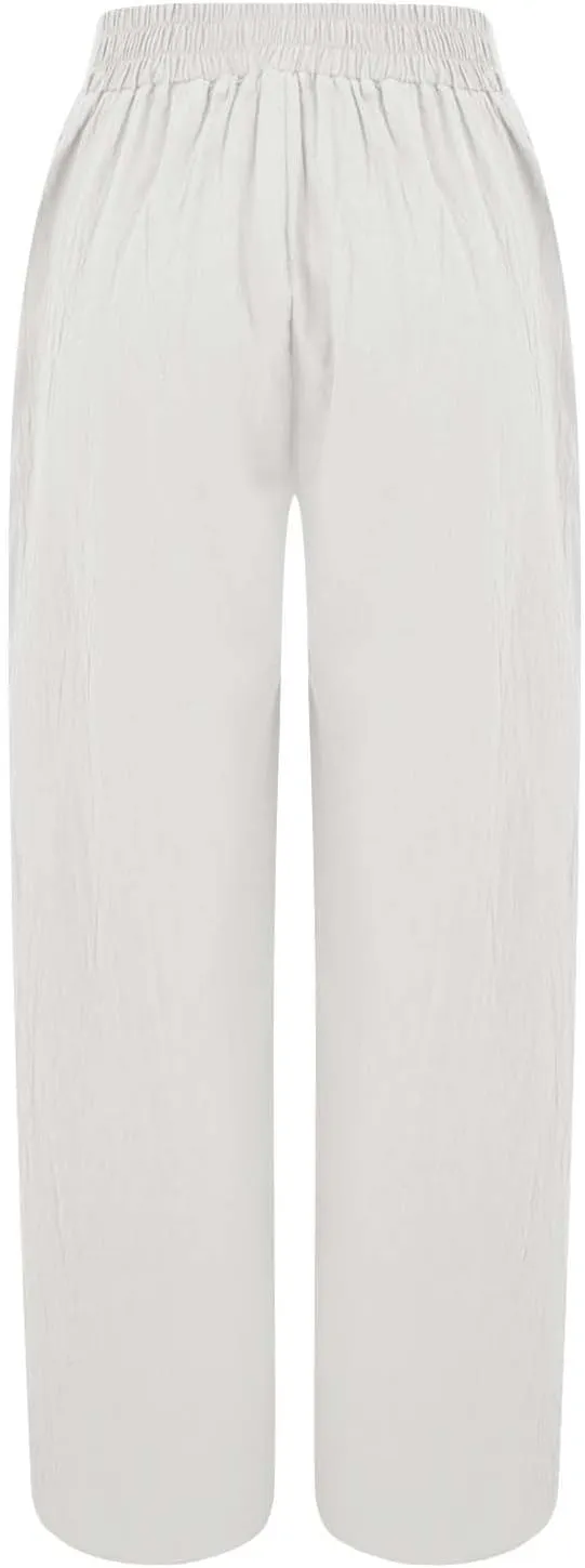 Womens Clothes Summer Outfits for Women Pants Wide Leg Long Pant Trousers with Pocket Linen Cropped Pants