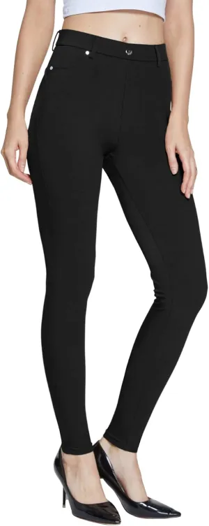 Women's Dress Pants Pull-on Super Stretch Business Casual Jeggings Capris Work Leggings with Pockets