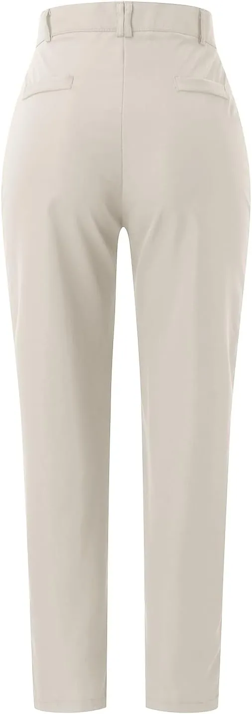 Womens Elegant Casual Daily Straight Leg Casual Pants Suit Pants Solid Color Zipper Button Trousers High Waist