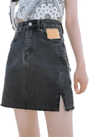 Womens High Waisted Short Mini Denim Skirt 2023 Fashion Sexy Jean Skirts 3XL-S