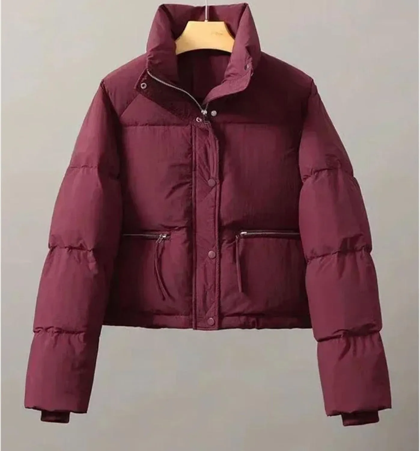 Women's Jacket in Cotton-padded Clothes Short Stand Collar Thicken Bread Jacket Coat Tops