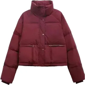 Women's Jacket in Cotton-padded Clothes Short Stand Collar Thicken Bread Jacket Coat Tops