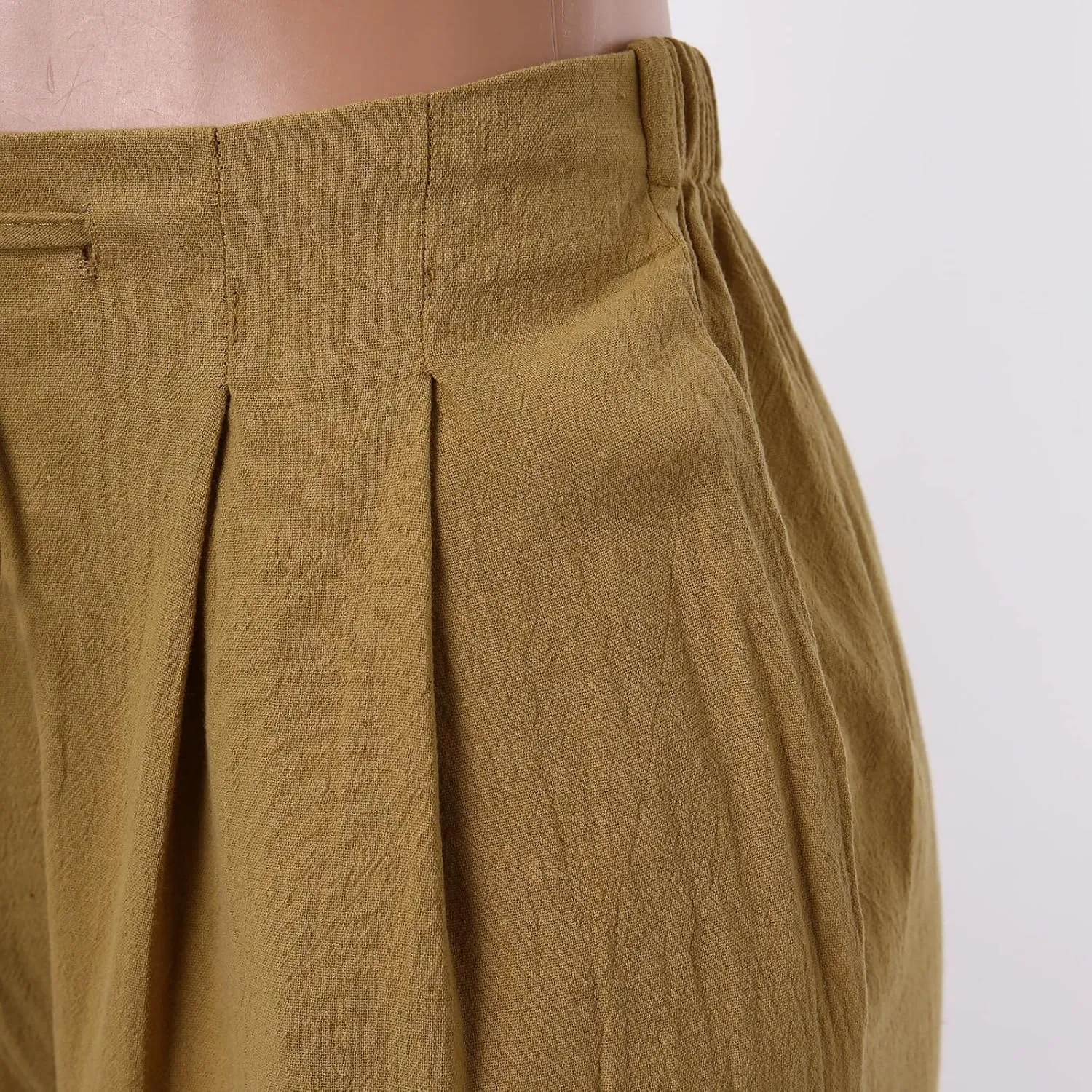 Women's Linen Capri Pants Elastic Pants Long Drawstring Linen Women Waist Comfy Gauze Casual Lightweight Loose