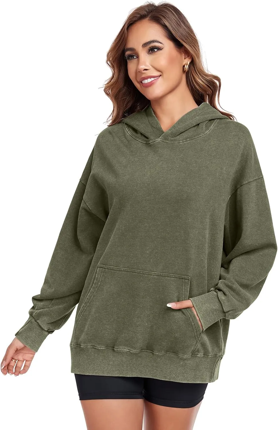 Women's Oversized Hoodies Sweatshirts Vintage Acid Wash Cotton Baggy Spring Fall Outfits Pullover Tops