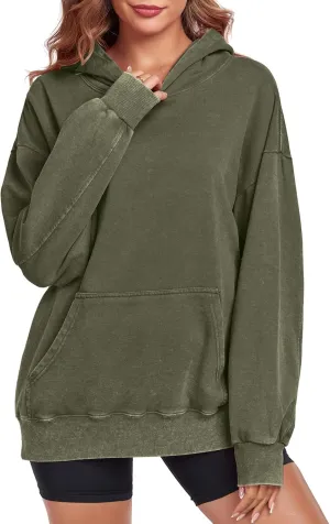 Women's Oversized Hoodies Sweatshirts Vintage Acid Wash Cotton Baggy Spring Fall Outfits Pullover Tops