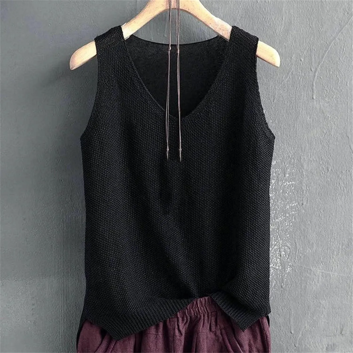 Women's Plus Size Ice Silk Camisole Knitted Base Shirt Sleeveless Top for Women