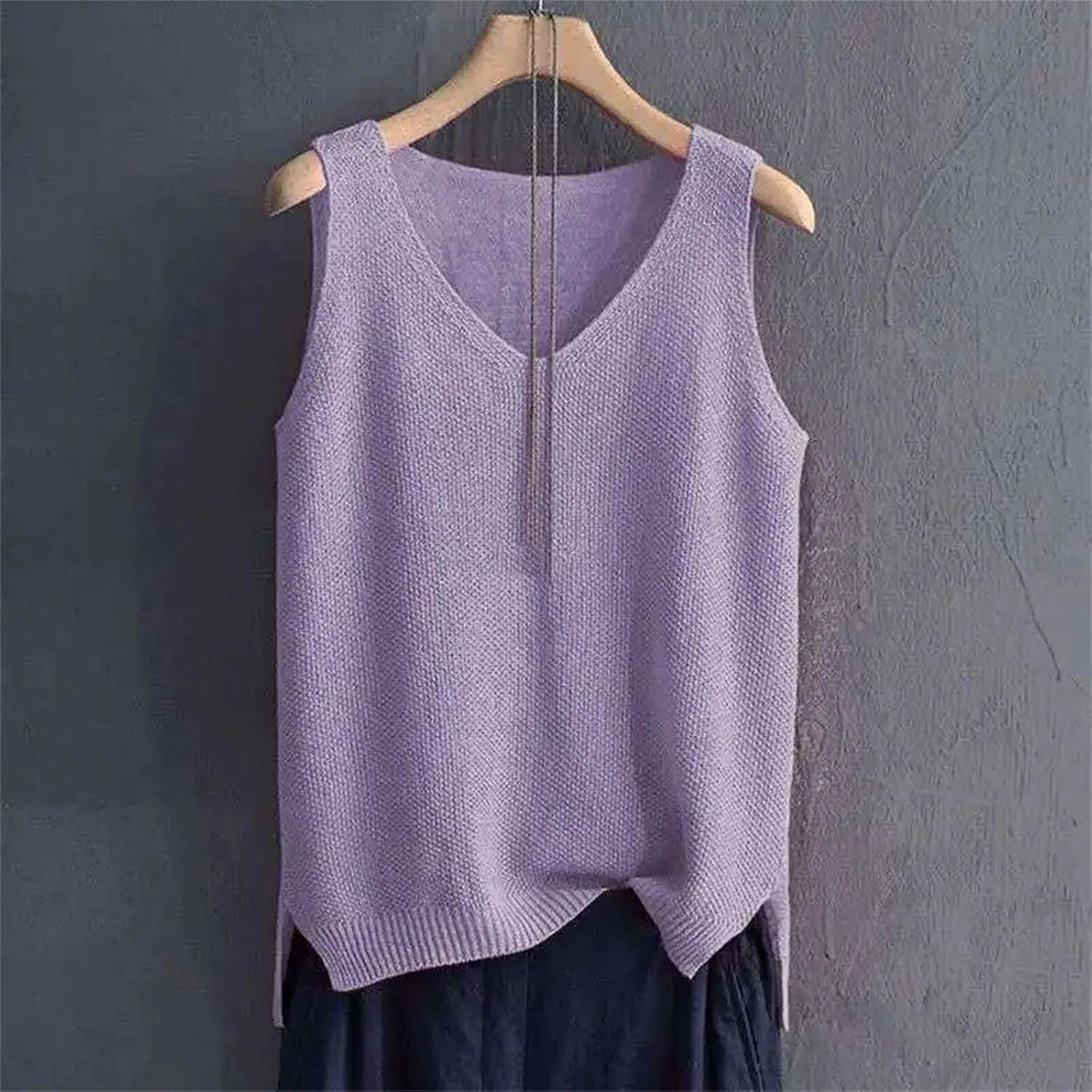 Women's Plus Size Ice Silk Camisole Knitted Base Shirt Sleeveless Top for Women