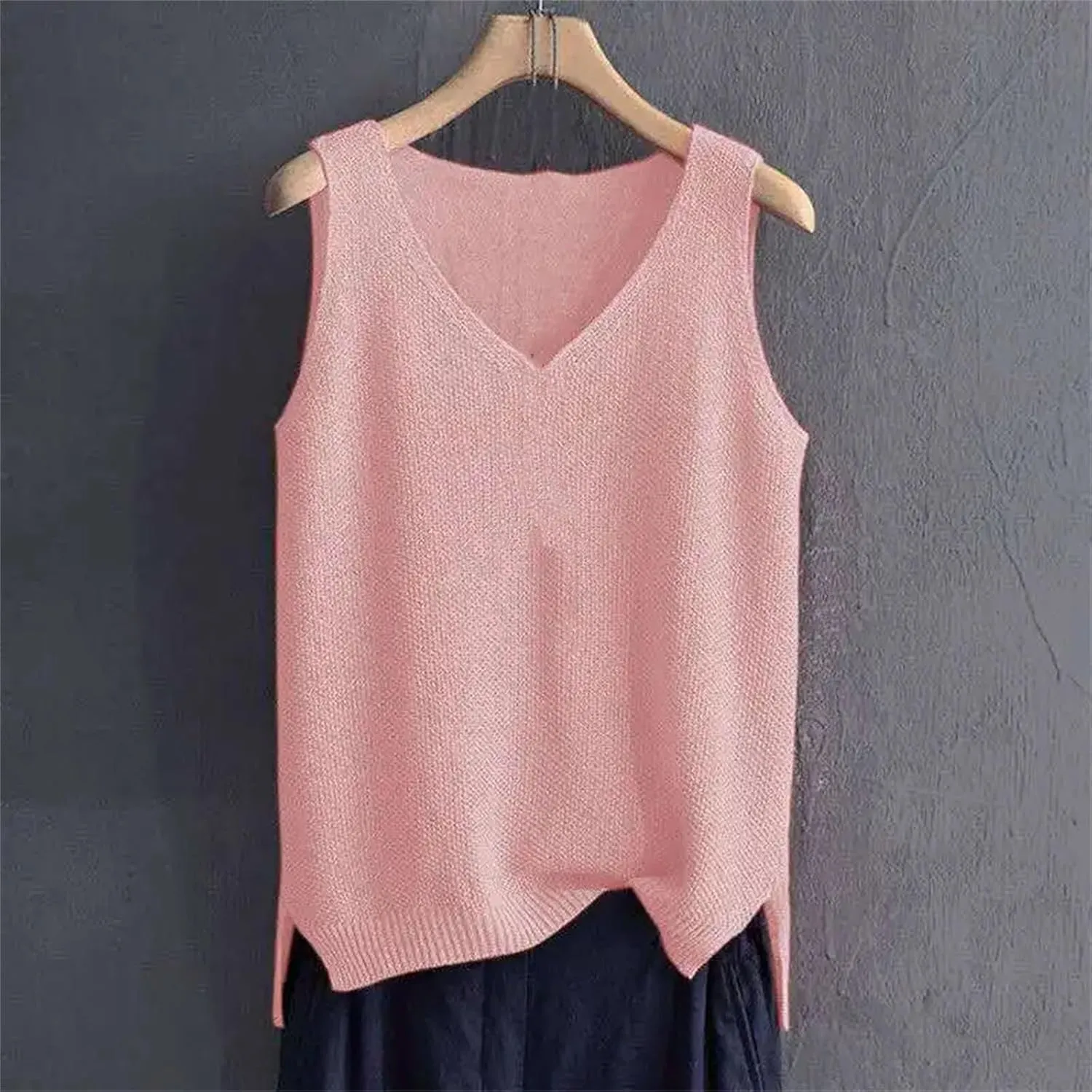 Women's Plus Size Ice Silk Camisole Knitted Base Shirt Sleeveless Top for Women