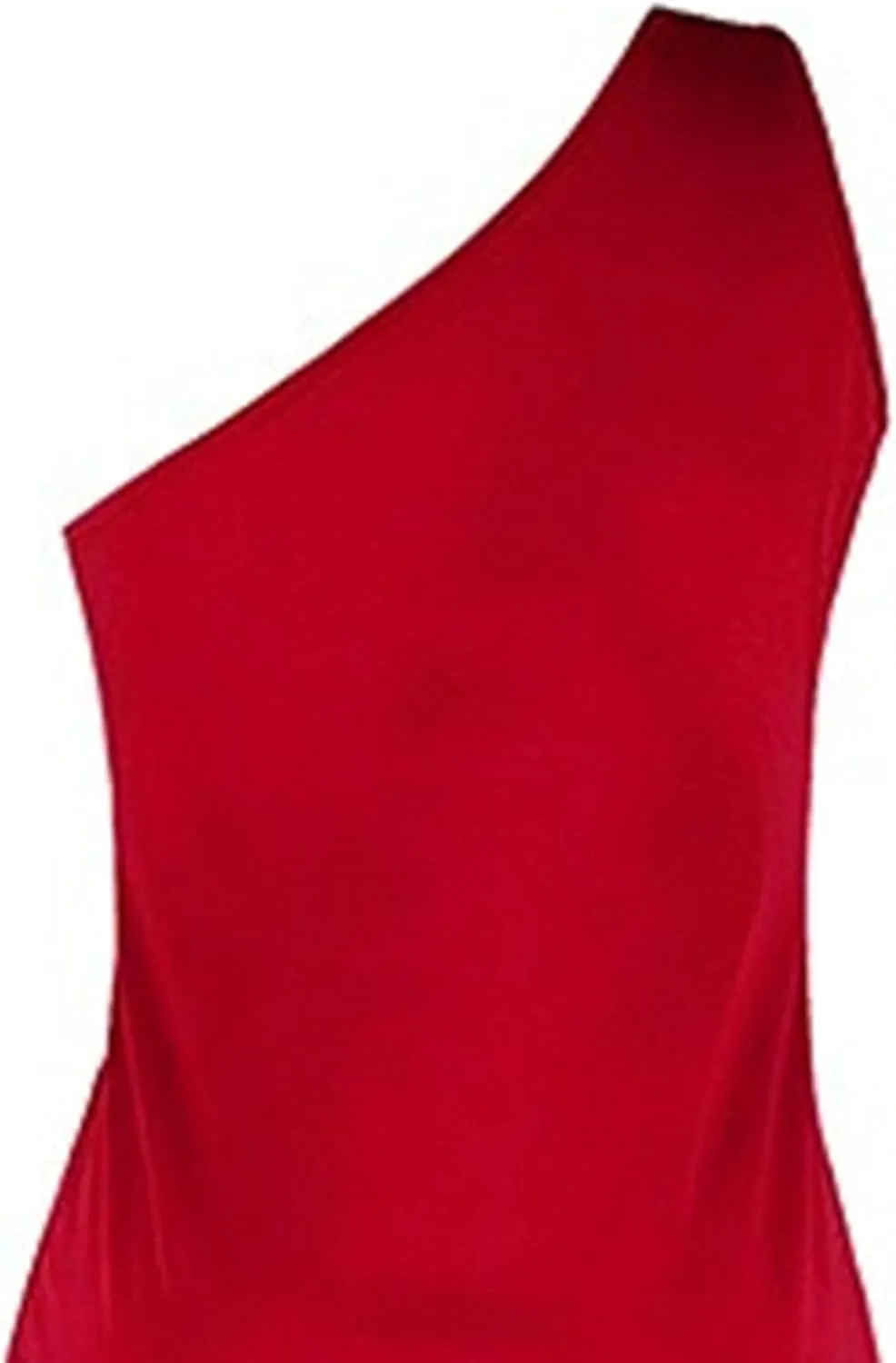 Women's Ruffle High Split Cocktail Party Dress Slim Fit Sleeveless Wedding Dress One Shoulder Sexy Prom Eveing Dresses