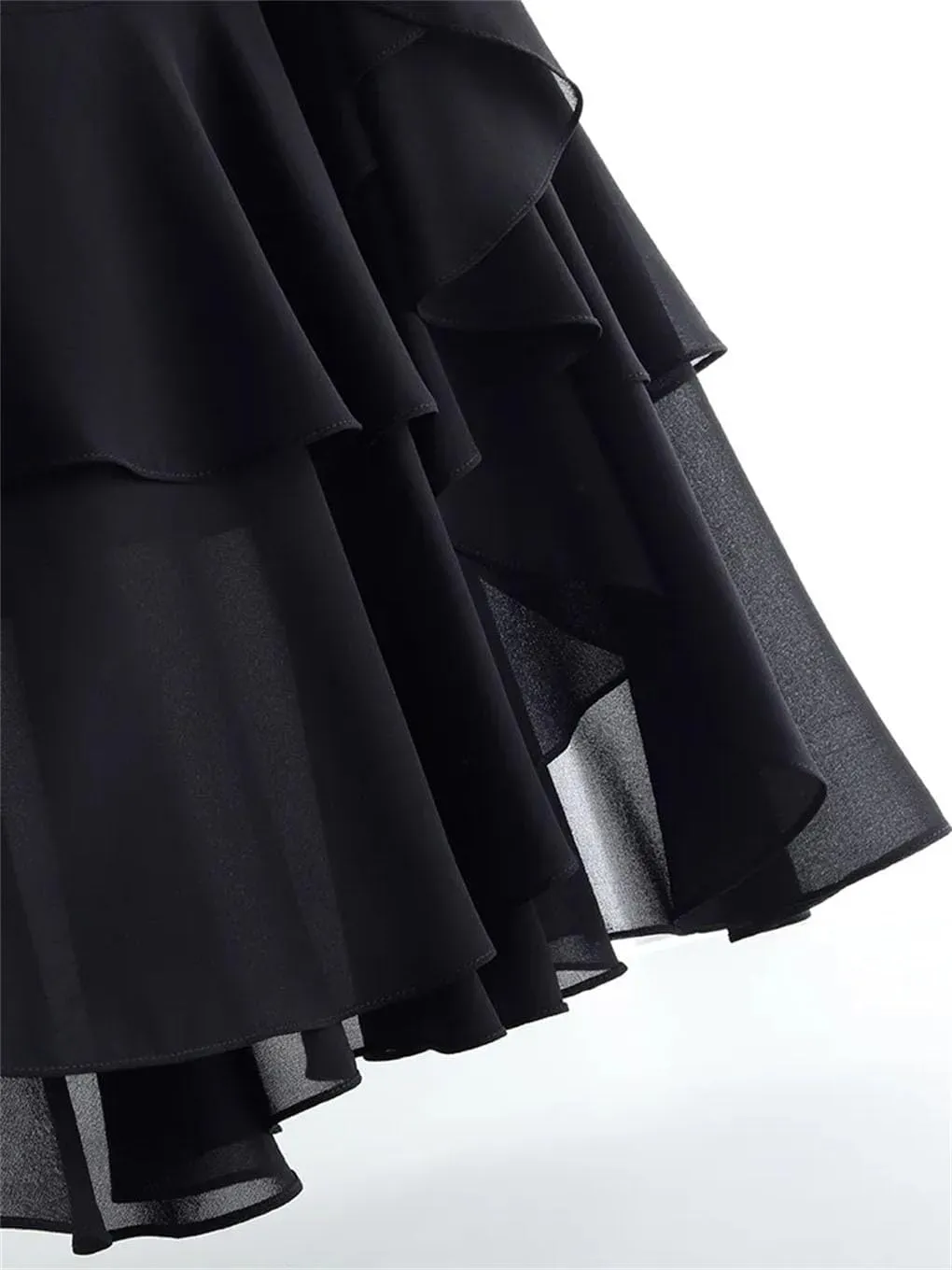 Women's Skirts Irregular High Waisted A-Line Ruffles Slim Fit Chiffon Party Casual Midi Skirt