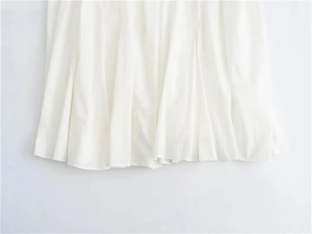 Womens Solid Color Pleated Midi Skirt Casual Elastic Waist Slim Fit A-Line Skirts