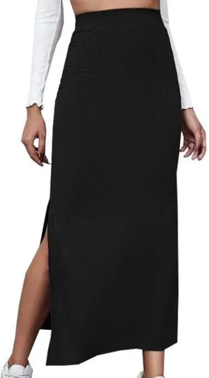 Women's Stretch Elastic High Waisted Knee Pencil Maxi Skirts Slim Fit Bodycon Office Work Business Dress