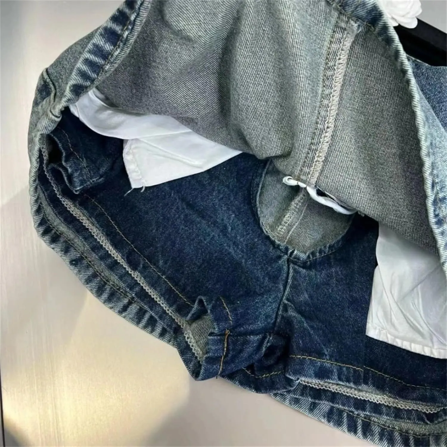 Women's Summer Denim Mini Skirt Sexy High-Waisted Slim Fit Cuffed A-Line Short Hip Skirt