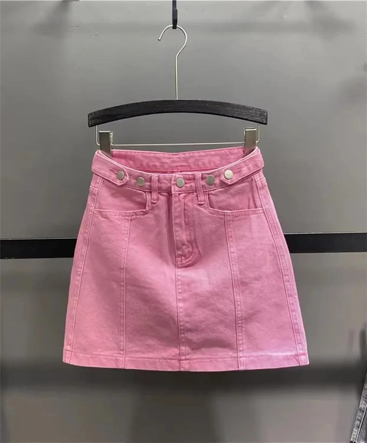 Women's Summer Denim Skirt Vintage High Waisted Slim Fit A-Line Wrapped Buttocks Jeans Short Skirt