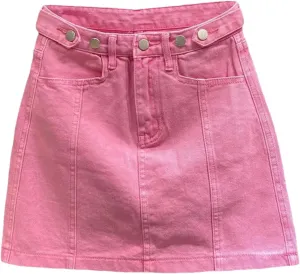 Women's Summer Denim Skirt Vintage High Waisted Slim Fit A-Line Wrapped Buttocks Jeans Short Skirt
