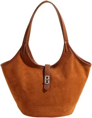 Women's Tote Bags Suede Handbag Shoulder Bag Retro Bucket Bag Vegan Leather PU Purse Fall Winter Travel Work