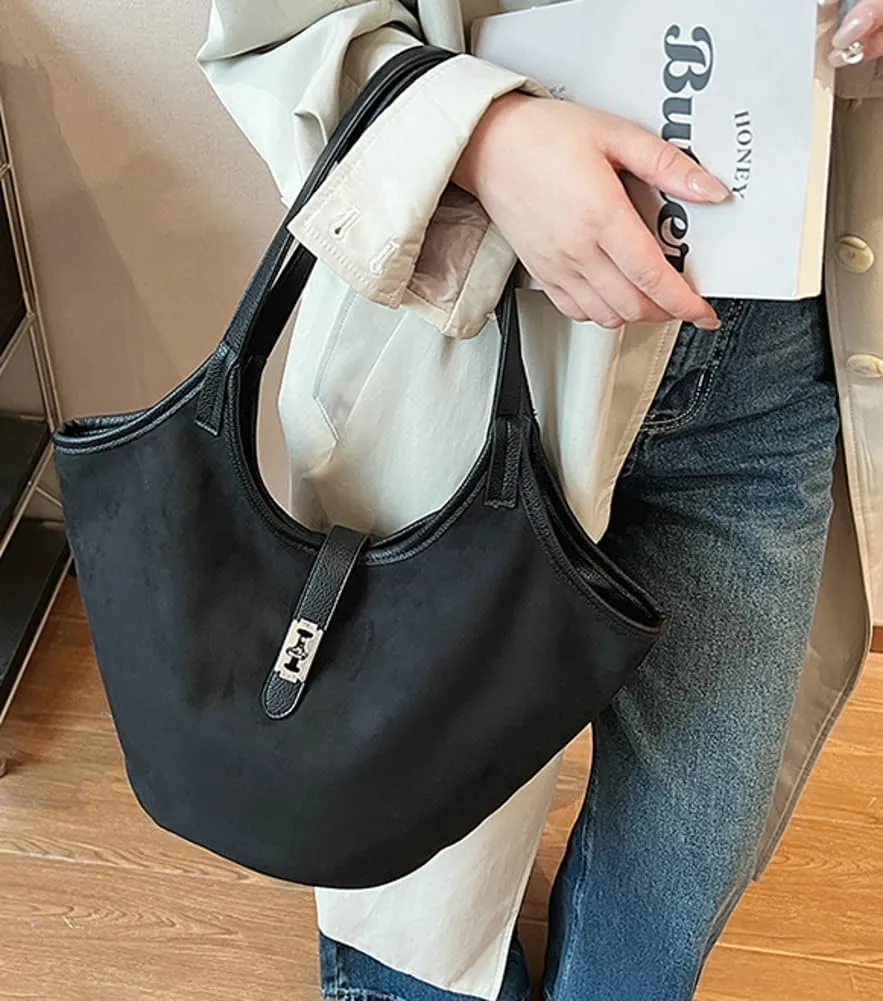 Women's Tote Bags Suede Handbag Shoulder Bag Retro Bucket Bag Vegan Leather PU Purse Fall Winter Travel Work