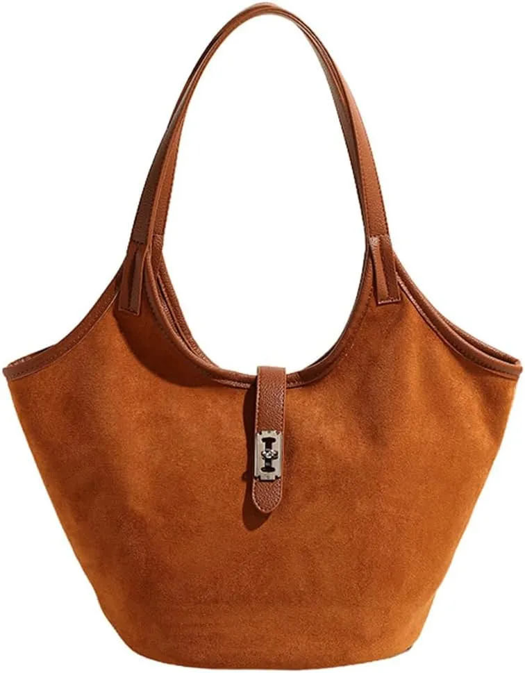 Women's Tote Bags Suede Handbag Shoulder Bag Retro Bucket Bag Vegan Leather PU Purse Fall Winter Travel Work